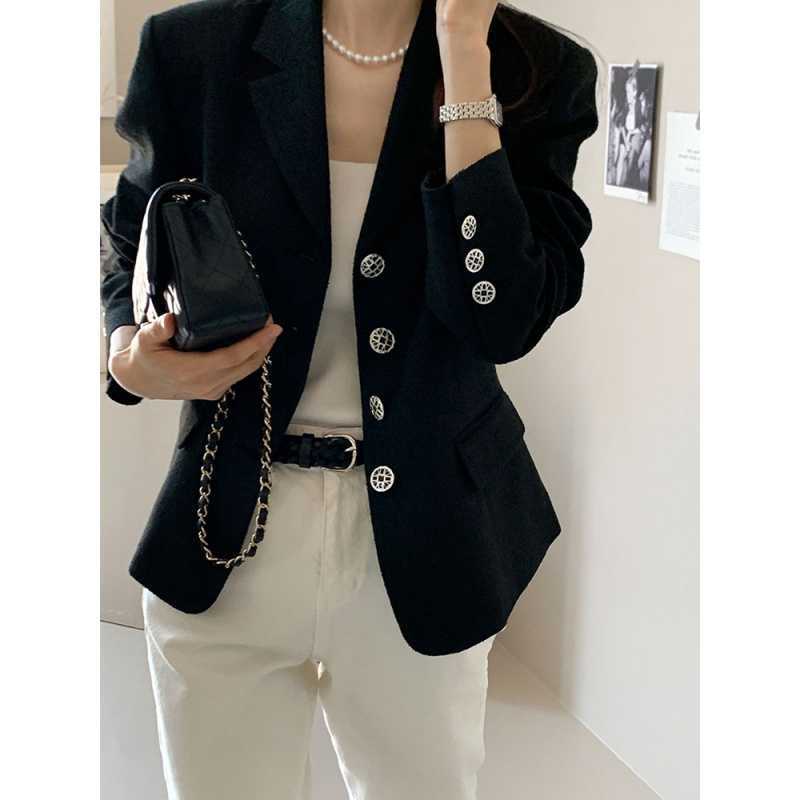 Celebrity Lady Korean Dongdaemun Suit Jacket, Casual and Fragrant Suit Top, Korean Style Suit