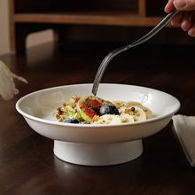 盘子家用欧式高脚盘水果沙拉盘宫廷风餐盘酒店餐厅前菜盘陶瓷餐具