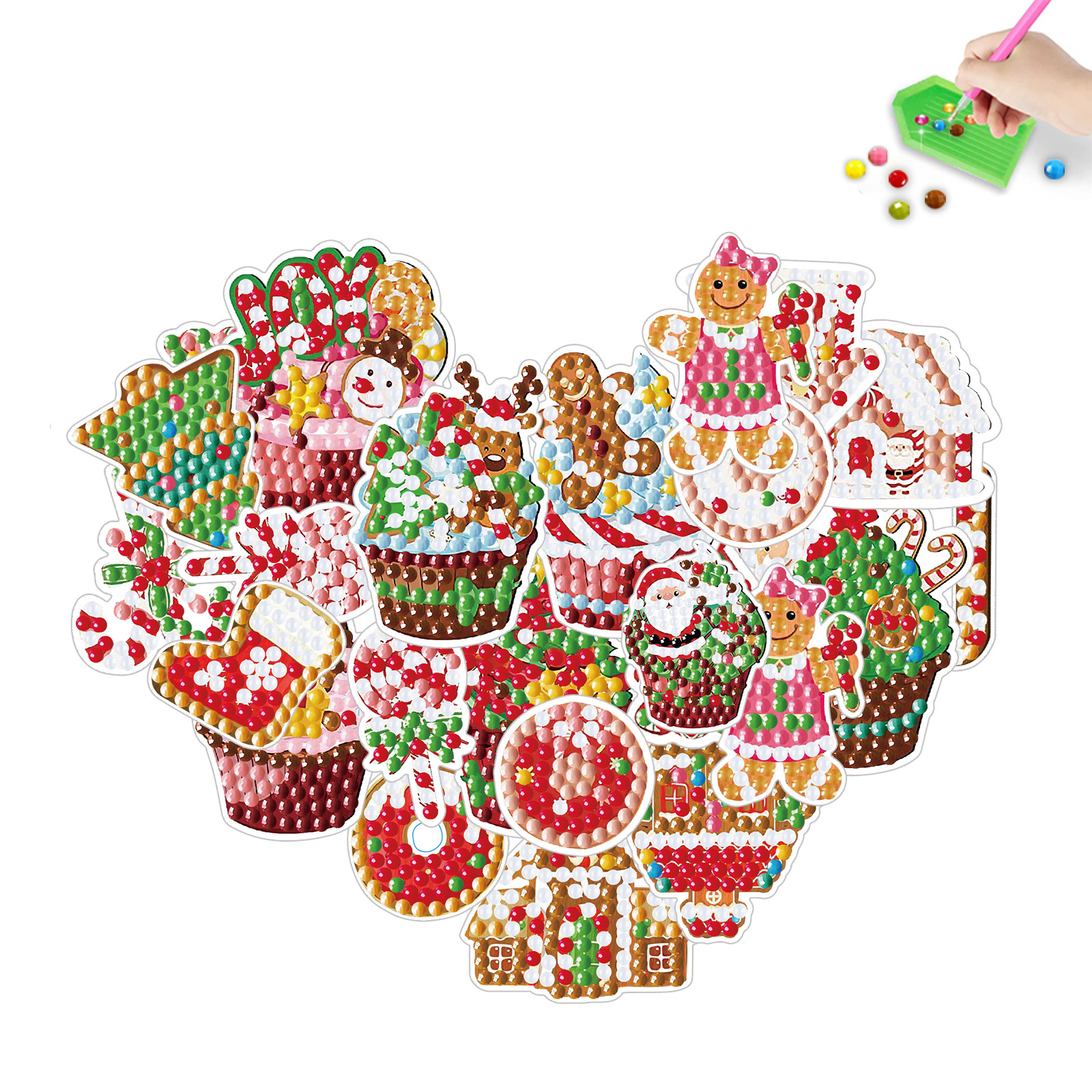 Dibujos animados Navidad Pintura de diamantes Pegatinas al azar Hecho a mano Diy Pintura de mampostería Pegatinas de pared Pegatinas para niños Pegatinas Diamantes redondos