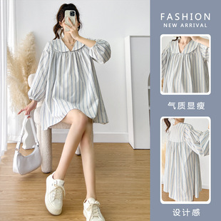 Pregnant women's clothing autumn 2024 autumn new pregnant women's clothing sweet striped loose shirt pregnant women's top T-shirt autumn clothing