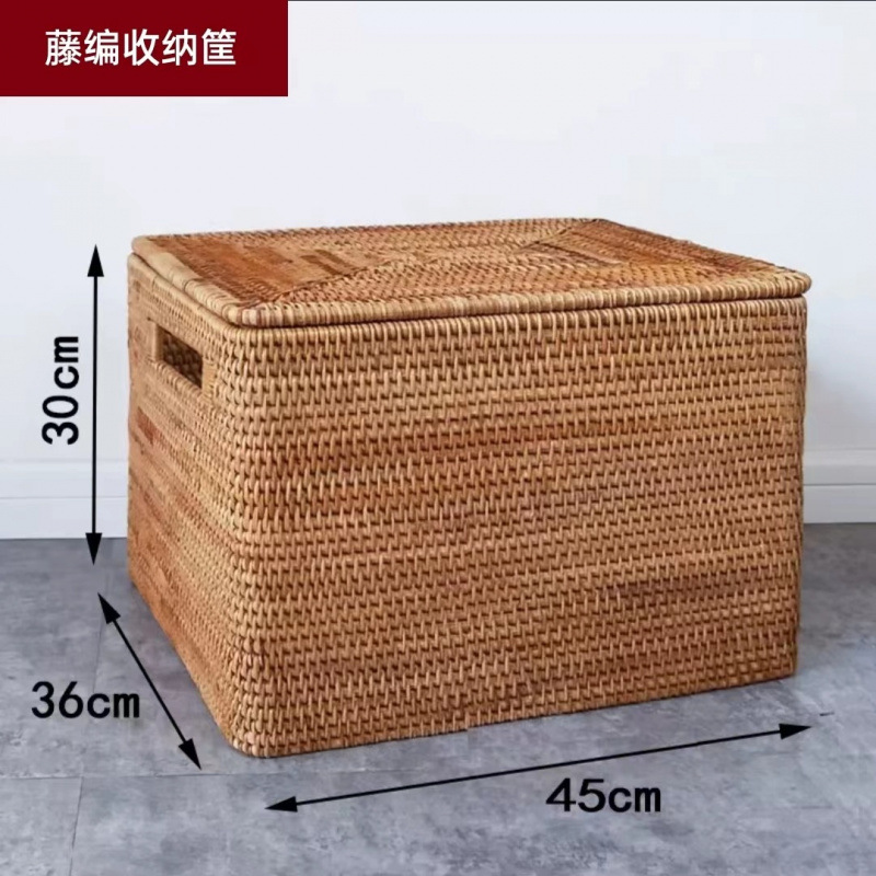 ベトナム秋籐手作り収納バスケットデスクトップ雑貨バスケット長方形おもちゃスナック衣類収納ボックス