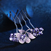 Hairgrip, crystal, hair accessory for bride, Korean style, flowered