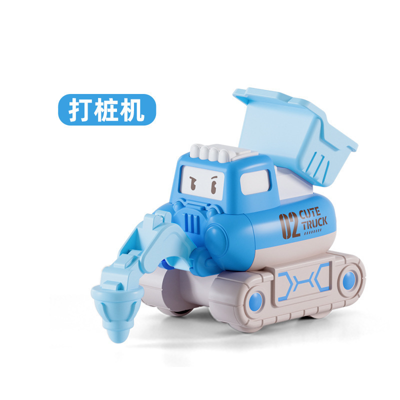 Cross-border new children's engineering car press toy set little boy excavator fall inertial car wholesale