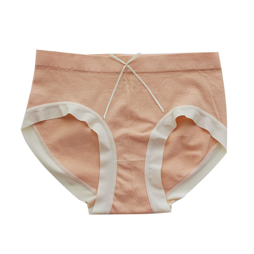 Cream bow ribbon sweet underwear for girls pure cotton bottom crotch high elastic comfortable breathable mid-waist seamless briefs
