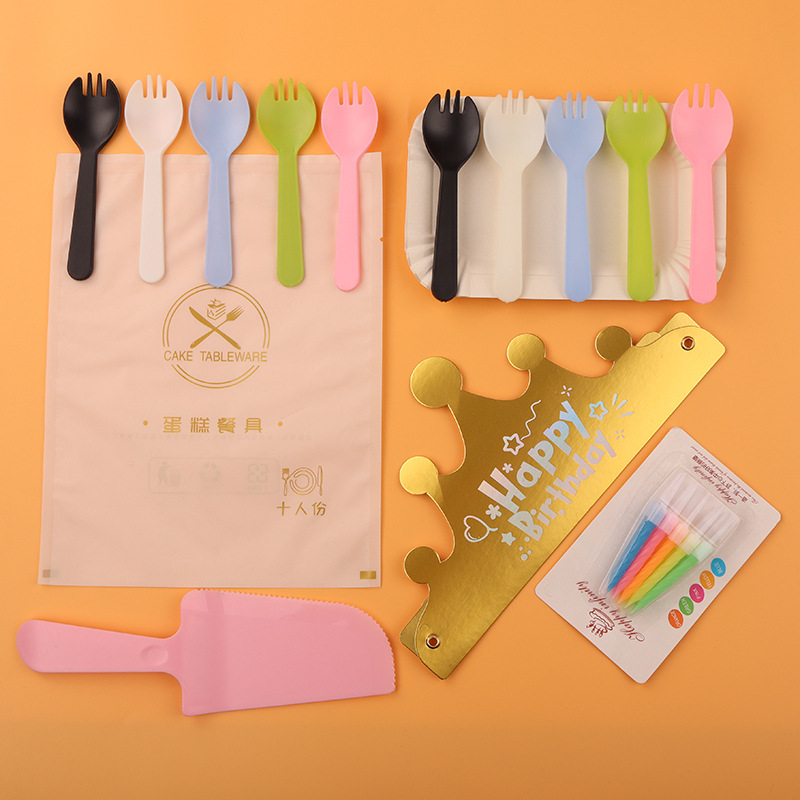 彩色 10盘10叉1刀1蜡烛1帽