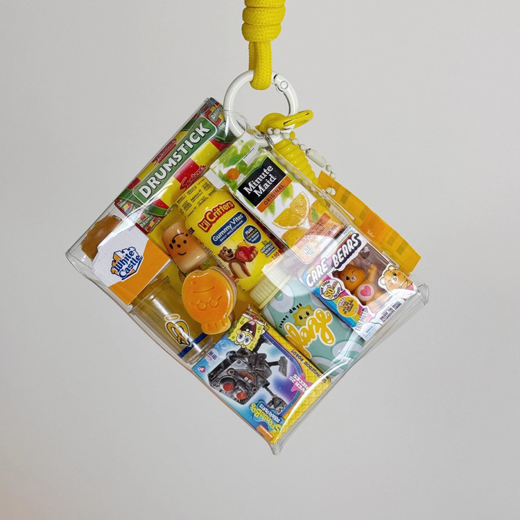 泡泡玛特盲盒展示盒收纳包 透明PVC零钱包钥匙包遛娃小挂包晒