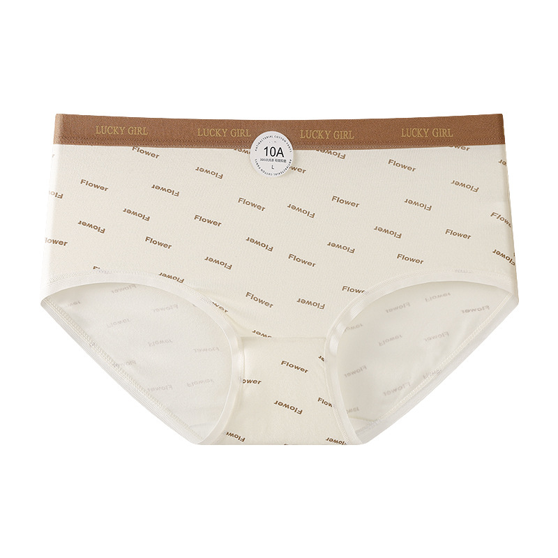Ropa interior de mujer de moda y sencilla cintura media 10A antibacteriano transpirable algodón entrepierna inferior agradable para la piel bolsa elástica cadera ropa interior de niña image 7