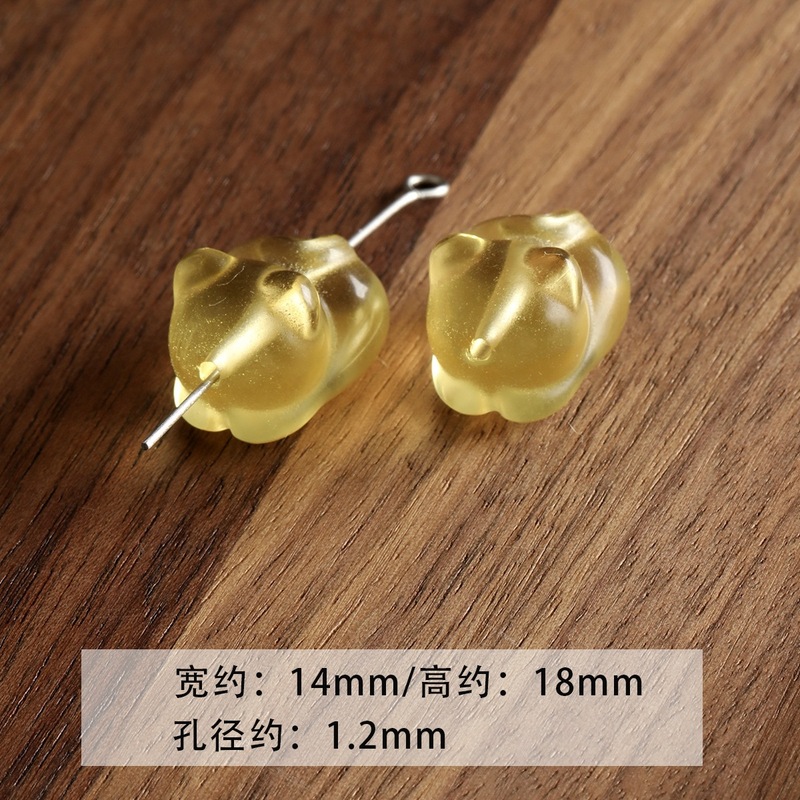 【招财】黄水晶雕刻星星串珠编织手链项链手机链散珠diy配件材料|undefined
