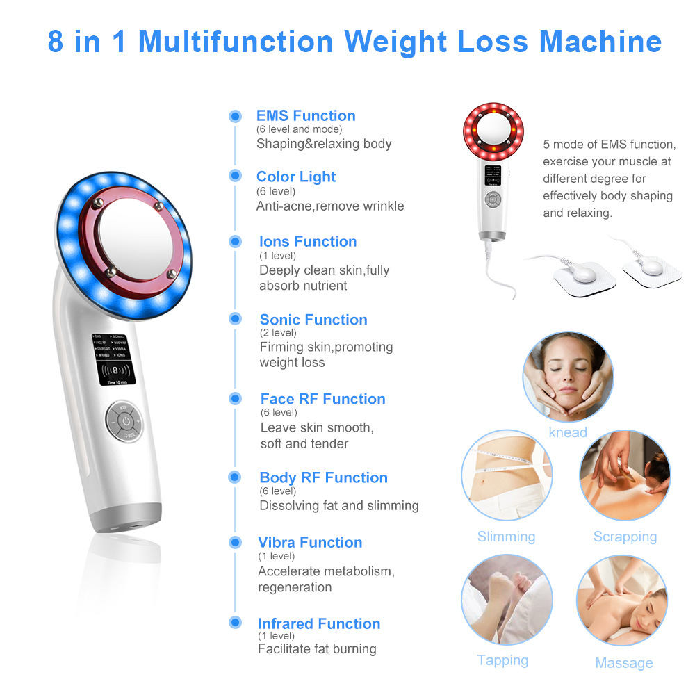 8 in1 Multifunctional Beauty Slimming Device EMS RF Ultrasonic for