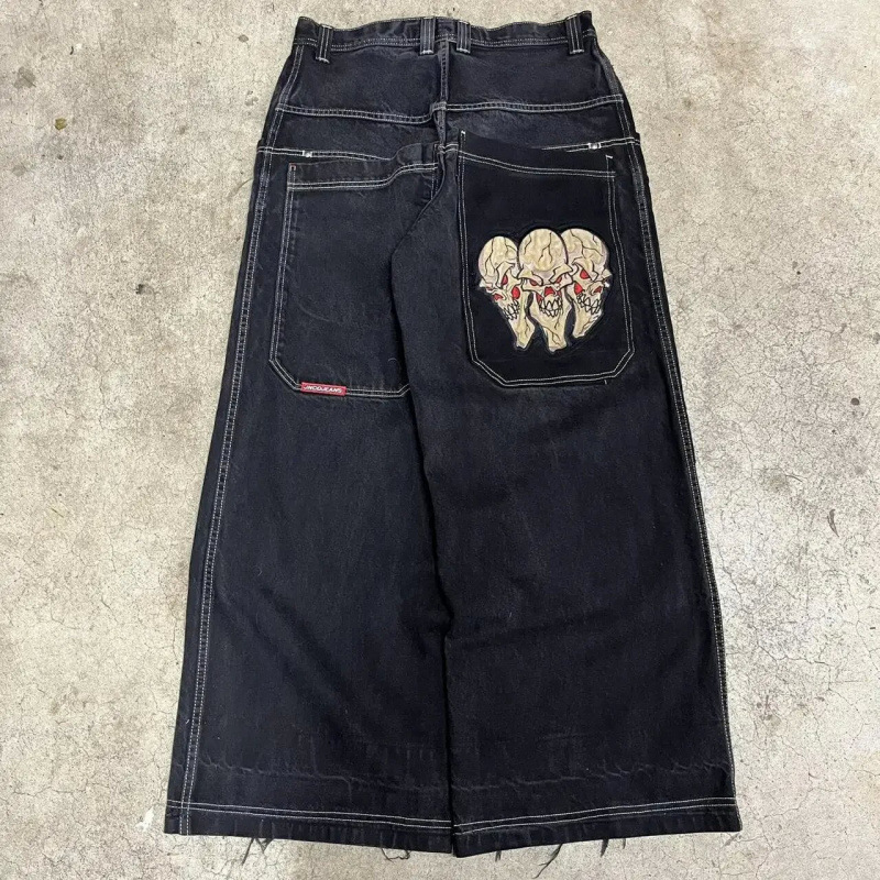 春の新作アメリカンハイストリート刺繍ストレートジーンズ、男性と女性用、ファッショナブルで多用途なスリムジーンズ、コットン|undefined