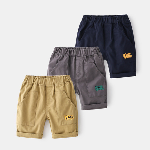 Wholesale cute boys 'summer shorts, thin 2024 new summer casual children's quarter pants, medium and small children's middle pants
