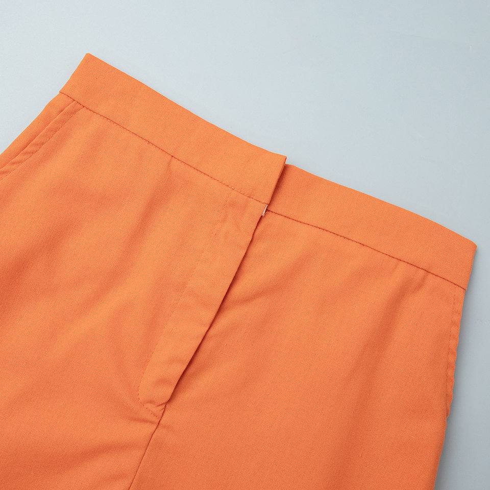 Set áo vest không tay phối chân váy dài cotton lanh nữ — bầu trời xanh, màu kaki, màu cam, màu vàng chi tiết 14