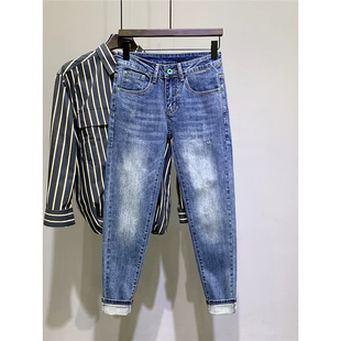 Men's Jeans 2025 New Elastic Slim Cropped Pants Korean Style Trendy Simple Versatile Casual Slim Pants