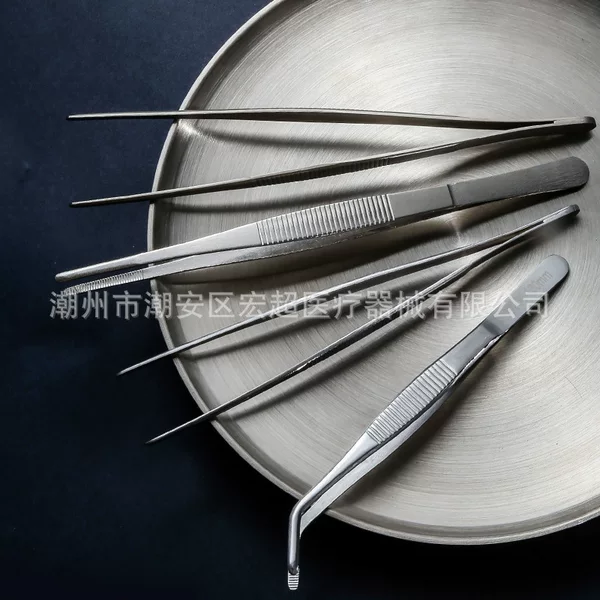 304 stainless steel tweezers thickened round head clip scorpion elbow refined gardening tweezers Cr clip