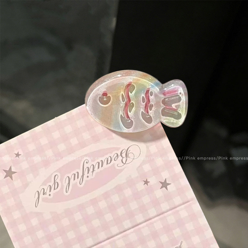 1# jelly macaron rainbow fish hair clip - bottom clip approximately 3.2cm