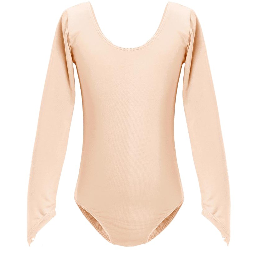 Ropa de baile para niños ropa interior invisible de manga larga ropa de práctica de una pieza para mujeres camisa de fondo ajustada de color carne de primavera para adultos