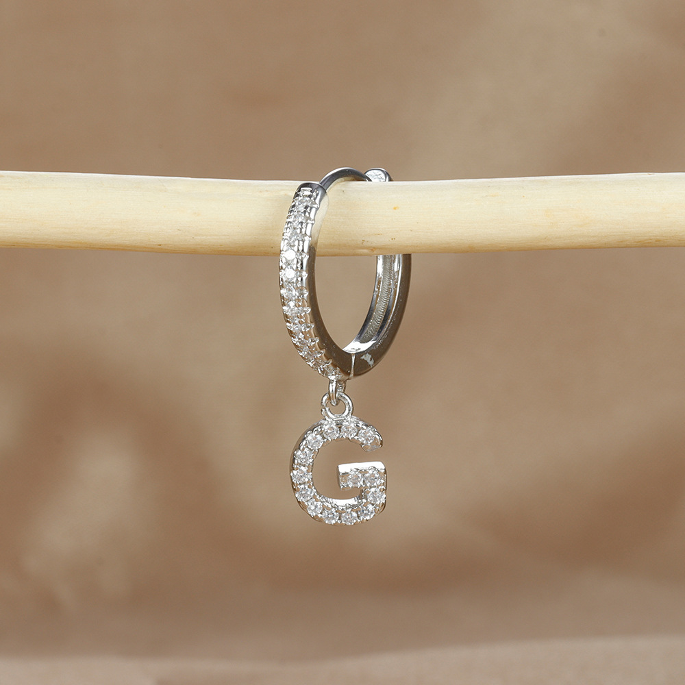 6g Weight Copper Ear Needle Material Zircon Inlay Material Charm Sleeper Hoop Earrings, Drop Earrings Classification 1 Piece Quantity Daily Occasion Copper Material Letter Pattern Unisex Gender Plating Design Casual Style 1 Piece Casual Letter Plating Copper Zircon Drop Earrings 15