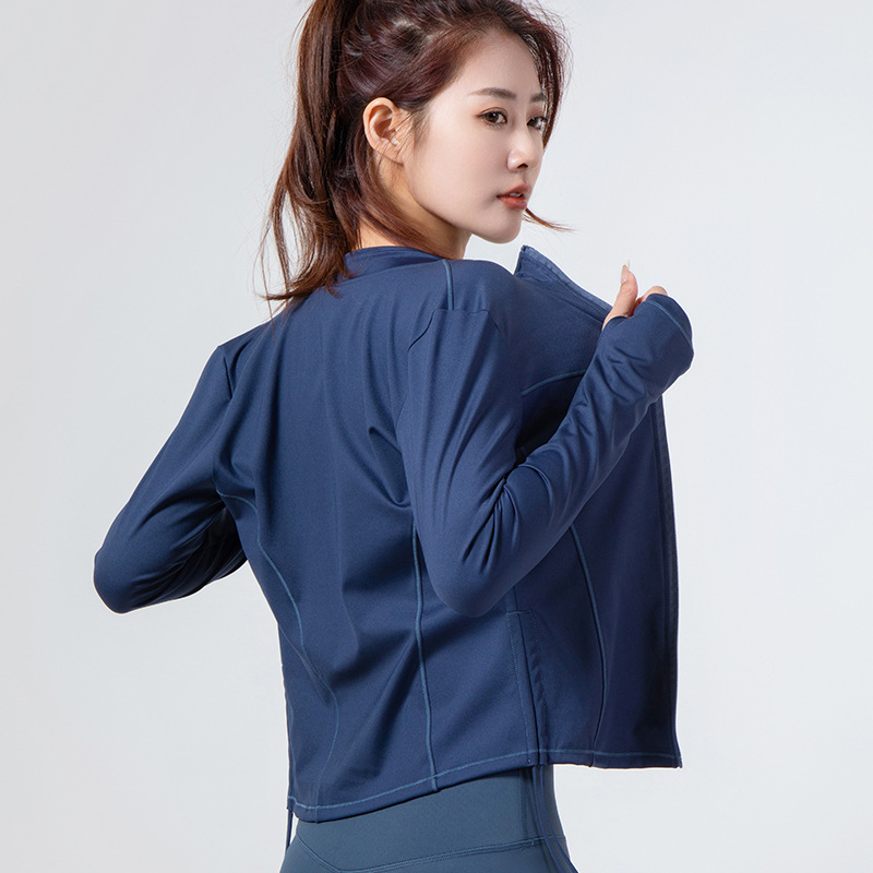 (2개) LULU 스포츠 요가복 다이내믹 스몰 스탠드 칼라 재킷 상의 여성용 신축성 지퍼 아웃도어 긴팔 피트니스 의류
