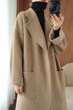 羊毛双面呢绒羊毛大衣女中长款毛呢冬显瘦法式韩版赫本风外套氨纶