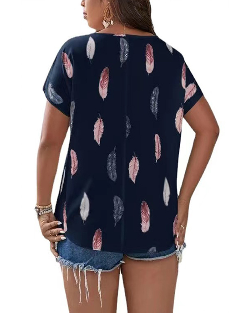 Regular Sleeve Sleeve Type 4-Way Stretch Fabric, Polyester Fabric Type Regular Top Length Wholesale Women'S Casual Short Sleeve Printing Blouses