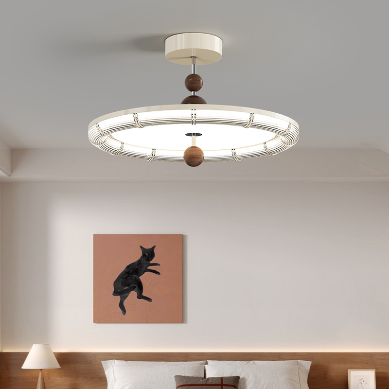 Lámpara de techo de dormitorio principal retro con grano de madera de nogal medieval