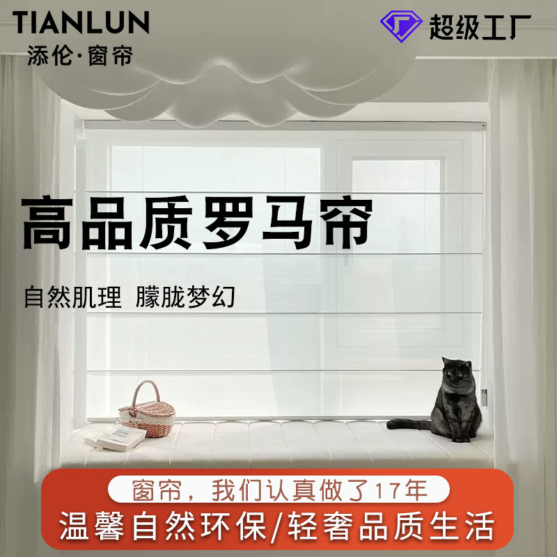 定制法式折叠罗马帘民宿衣帽间客厅卧室茶室餐厅办公室电动罗马帘