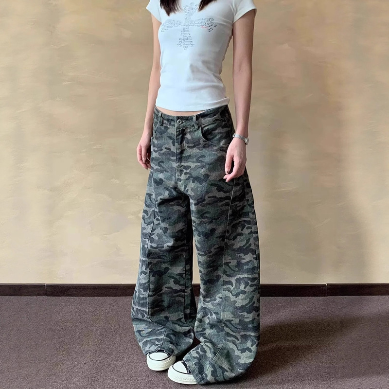 Extra Long Jeans for Men and Women, Loose Straight Summer Cleanfit Tall Logging Camouflage Summer Cargo Pants