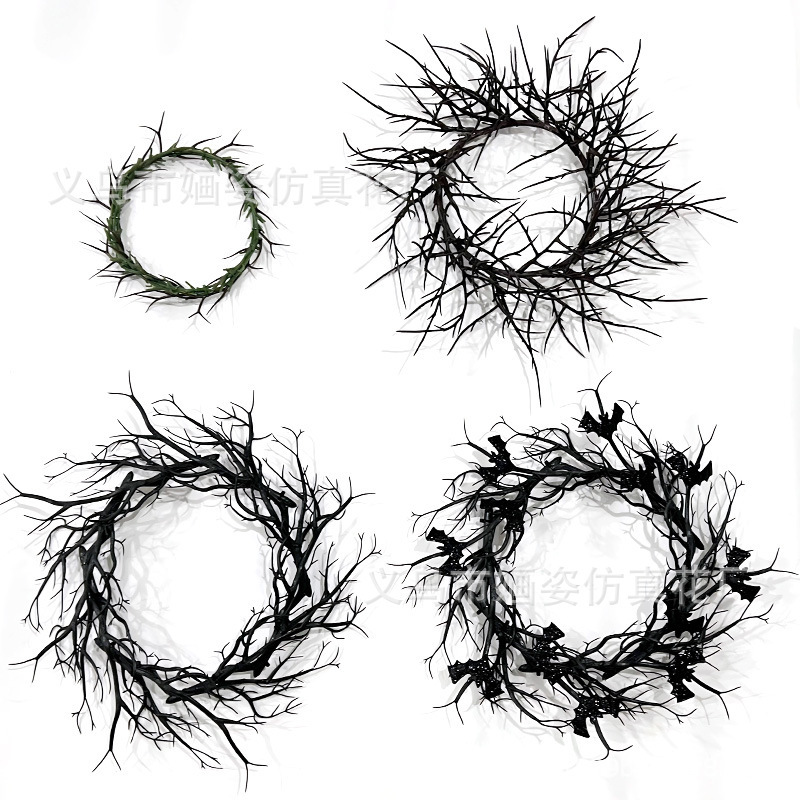 Halloween Dead Branch Garland Glowing Crow Thorn Branch Black Haunted House Props Pendant Secret Room Decoration