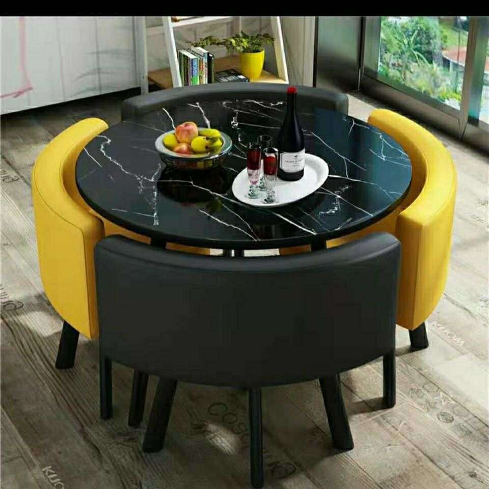 둥근 모조 검은 대리석 검정색과 노란색 가죽