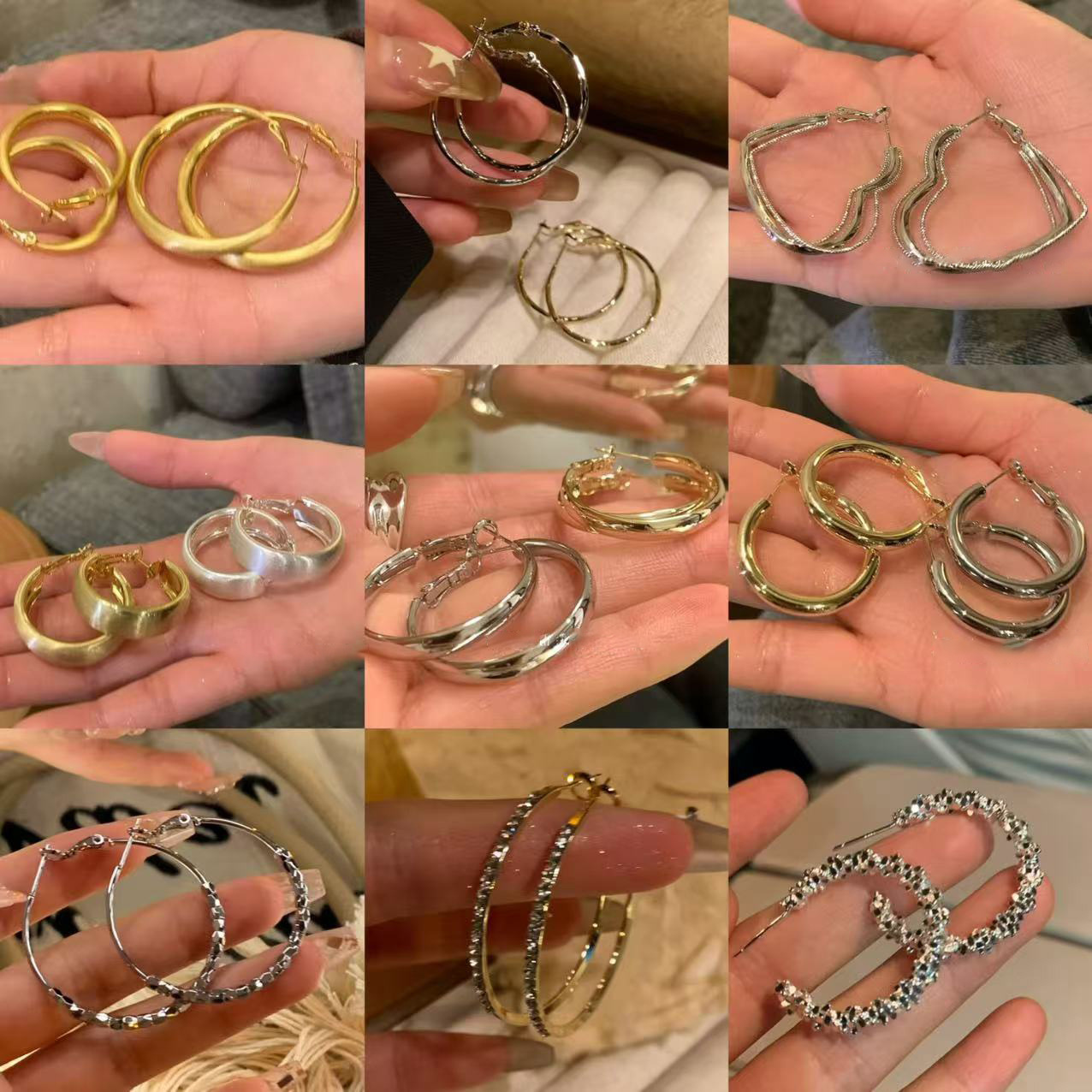 Pendientes de metal transfronterizos de otoño e invierno con aguja de plata, pendientes, pendientes de viento frío de moda de nicho, pendientes de lujo de alta gama de luz de todo fósforo