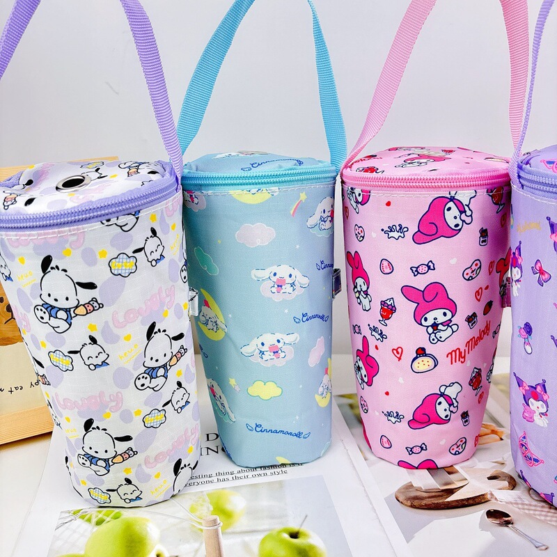 かわいいミルクティーの保温袋の少女の心は飲み物の保氷袋の夏の冷たい飲み物のレモンのお茶の便利な手提げ袋を持ちます。|undefined