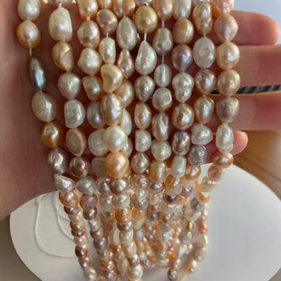 Straight hole two-sided light 7-8mm shaped water drop natural freshwater baroque pearl diy jewelry accessories