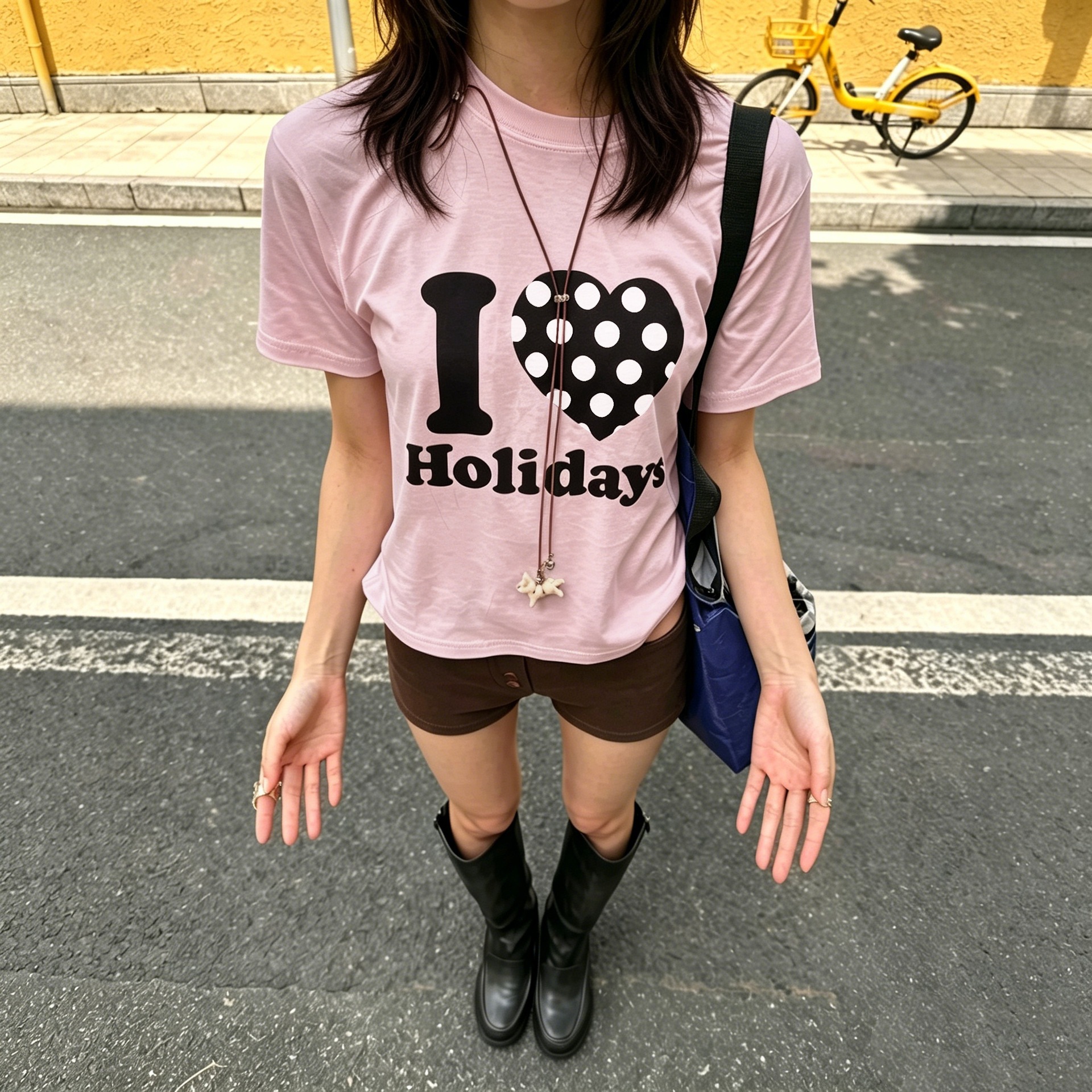 Fuchsia cute cotton short summer fitted T-shirt