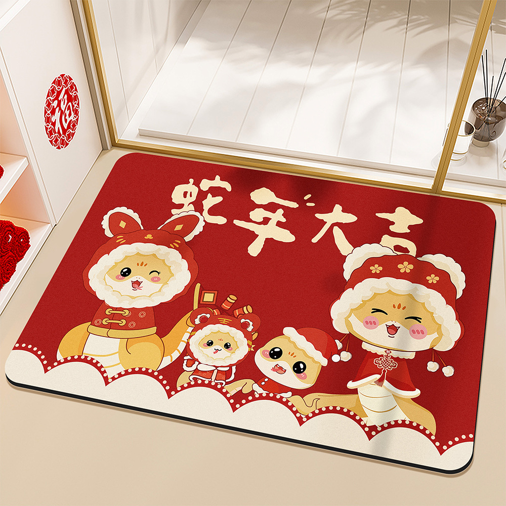 Baño de barro de diatomeas alfombra de suelo de absorción de agua Año Nuevo Festival de Primavera inodoro puerta inodoro antideslizante alfombra de boda alfombra festiva