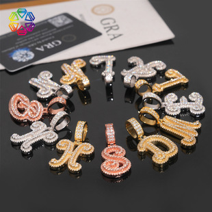Cross-Border Spot Hot Sale S925 Silver Moissanite Personalized Letter Pendant Hip-Hop Men's Necklace Accessories Factory Wholesale