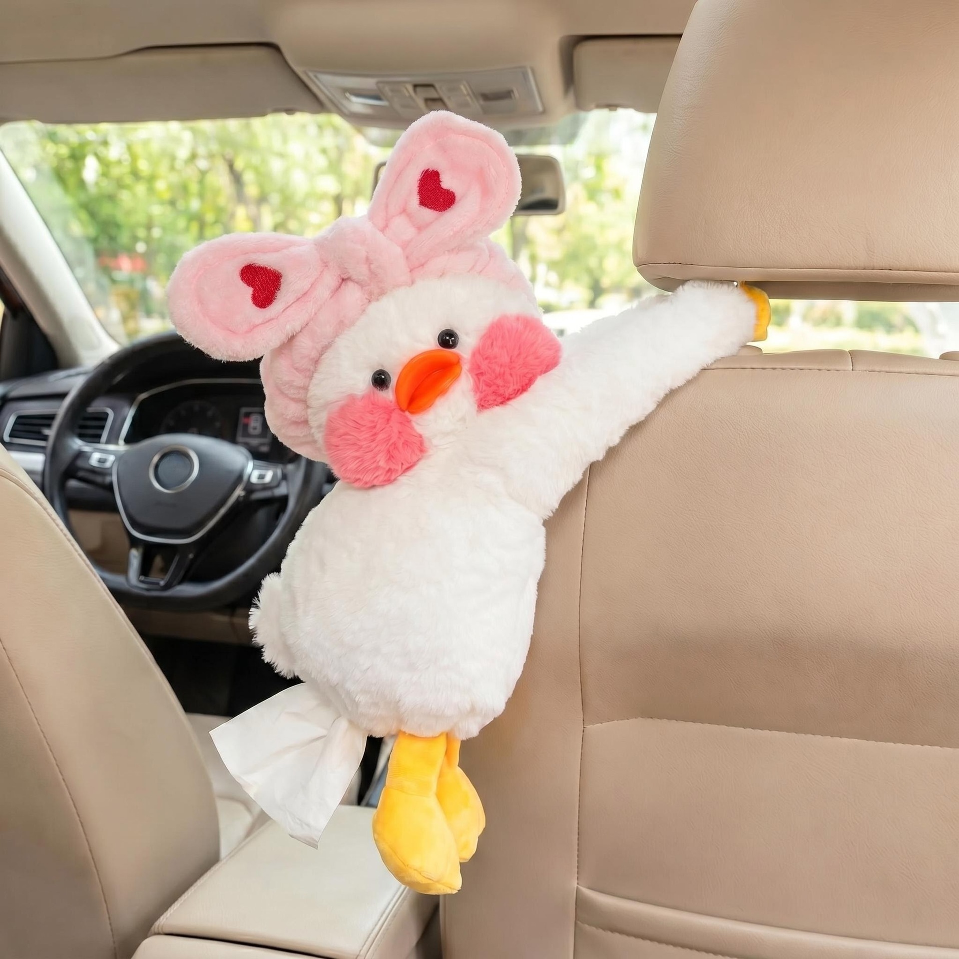 Car Tissue Box Cartoon Cute Duck Interior Accessories Convenient Chair Back Hanging Multifunctional Car Hanging Tissue Pumping