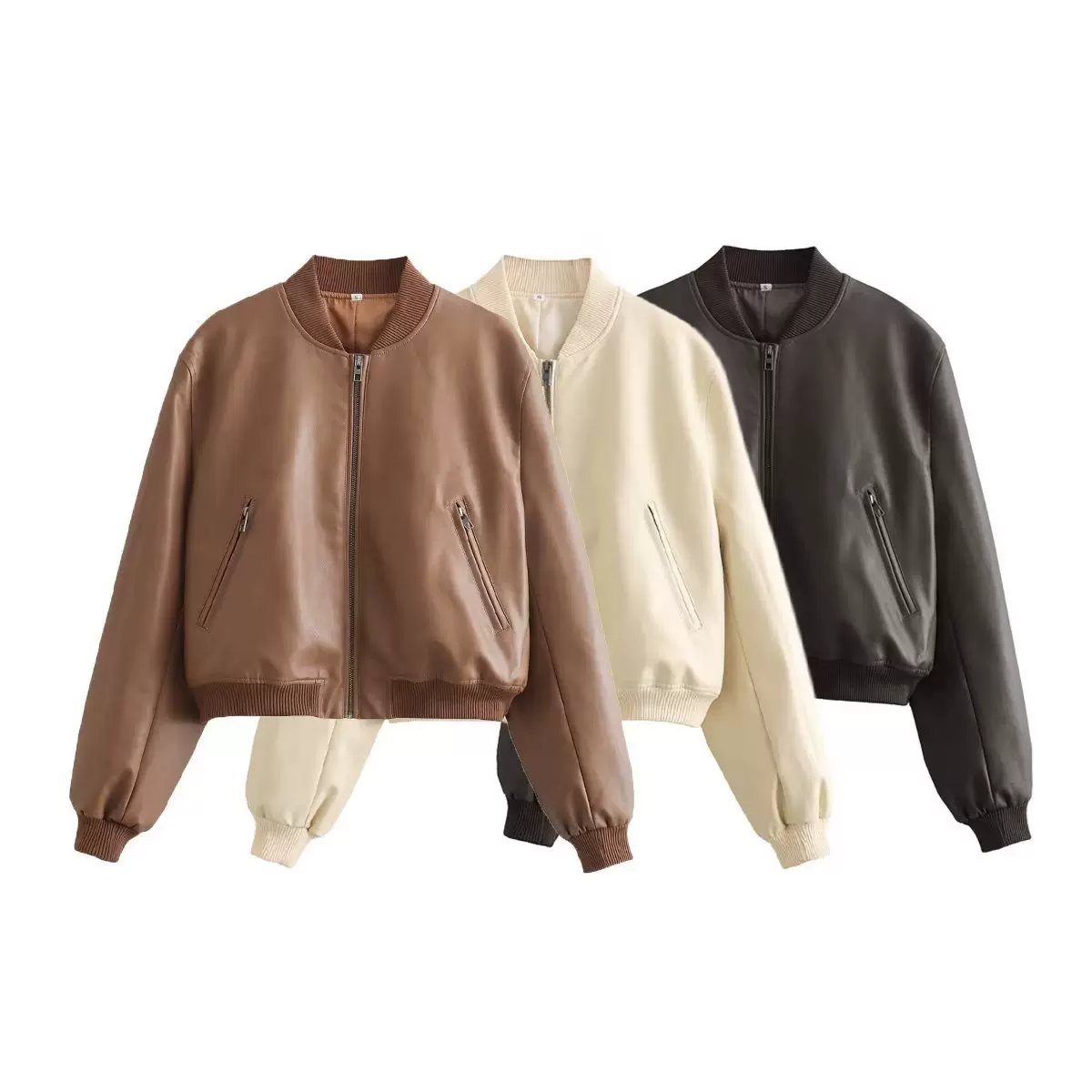 2023欧美风秋女装新款三色飞行皮衣夹克外套  9840