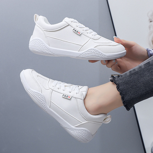 Leather breathable white sneakers for women autumn Korean style versatile casual shoes board shoes  new soft bottom sports running shoes 