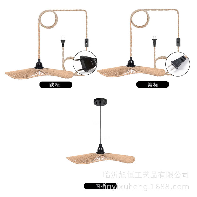 Candelabro tejido, pantalla, restaurante, bar, salón de té zen, casa de familia, modelado artístico, sombrero de paja, decoración de lámpara retro creativa
