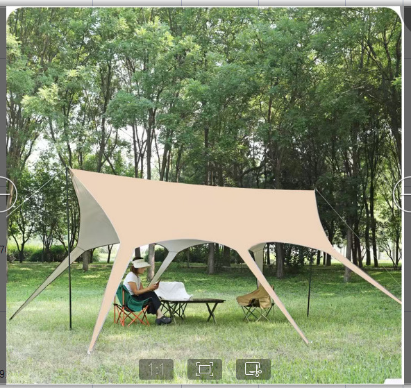 Outdoor Camping Sunshade Canopy, Thickened Sun Protection Camping Rainproof Swallowtail Canopy, No Need to Tie Ropes