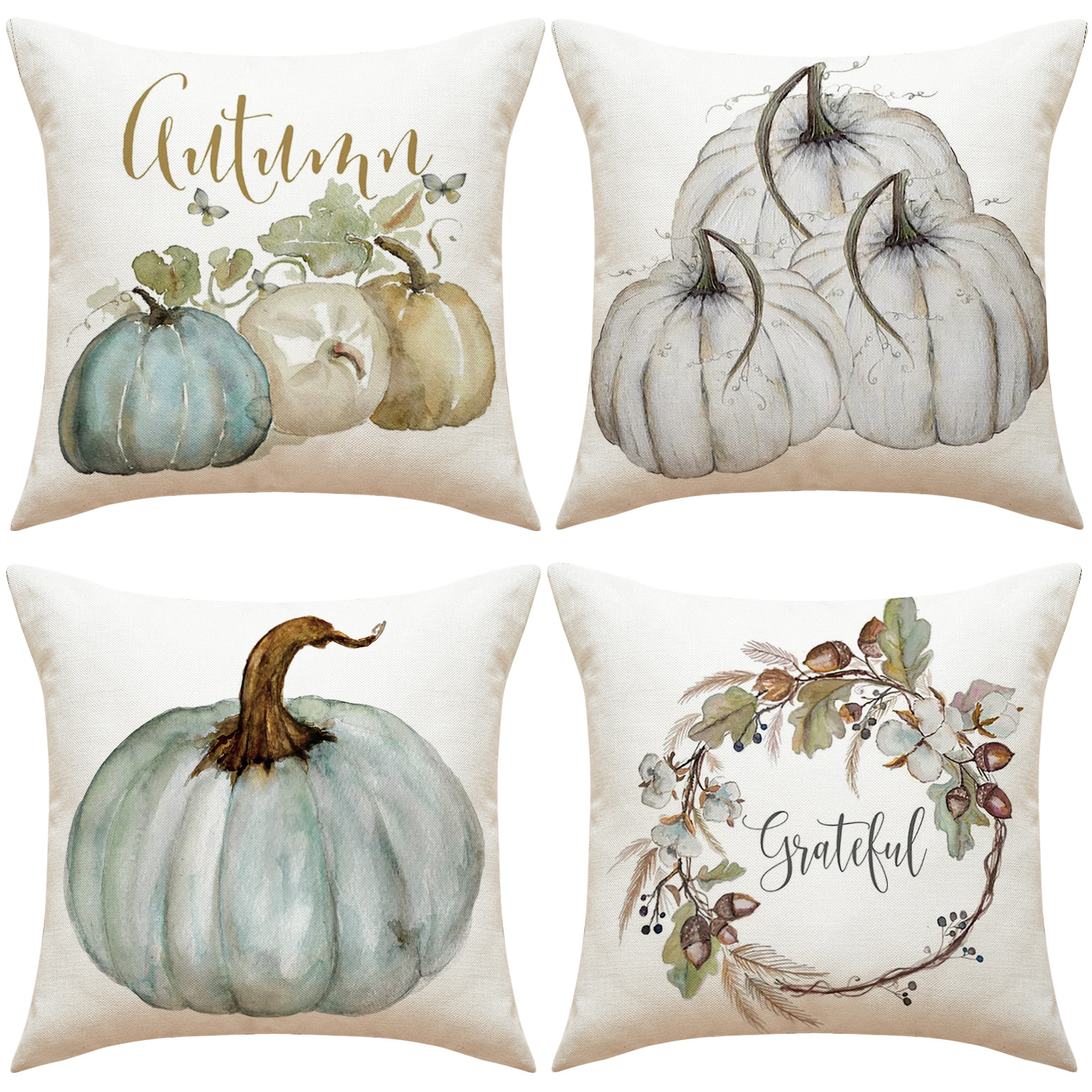 Fodera per cuscino per il Ringraziamento autunnale Fodera per cuscino per il divano di casa Stampa in lino Cuscino per tiro con zucca del raccolto_voghion.com