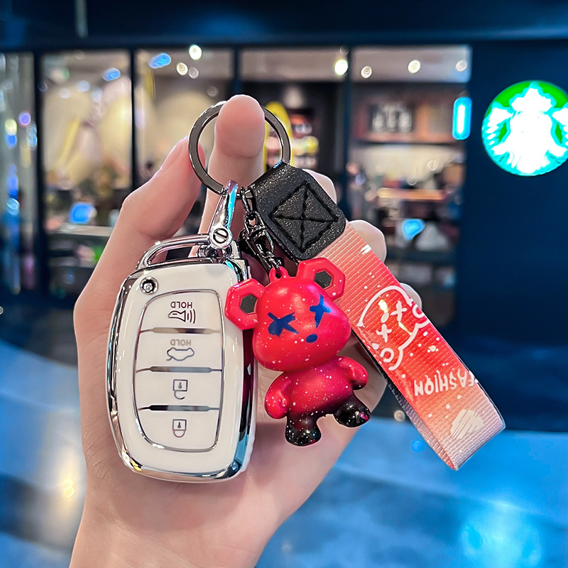 모던 Q 모델 - 스마트 4버튼 스피커 [싱글 쉘 화이트] + 레드 폭력 곰 펜던트