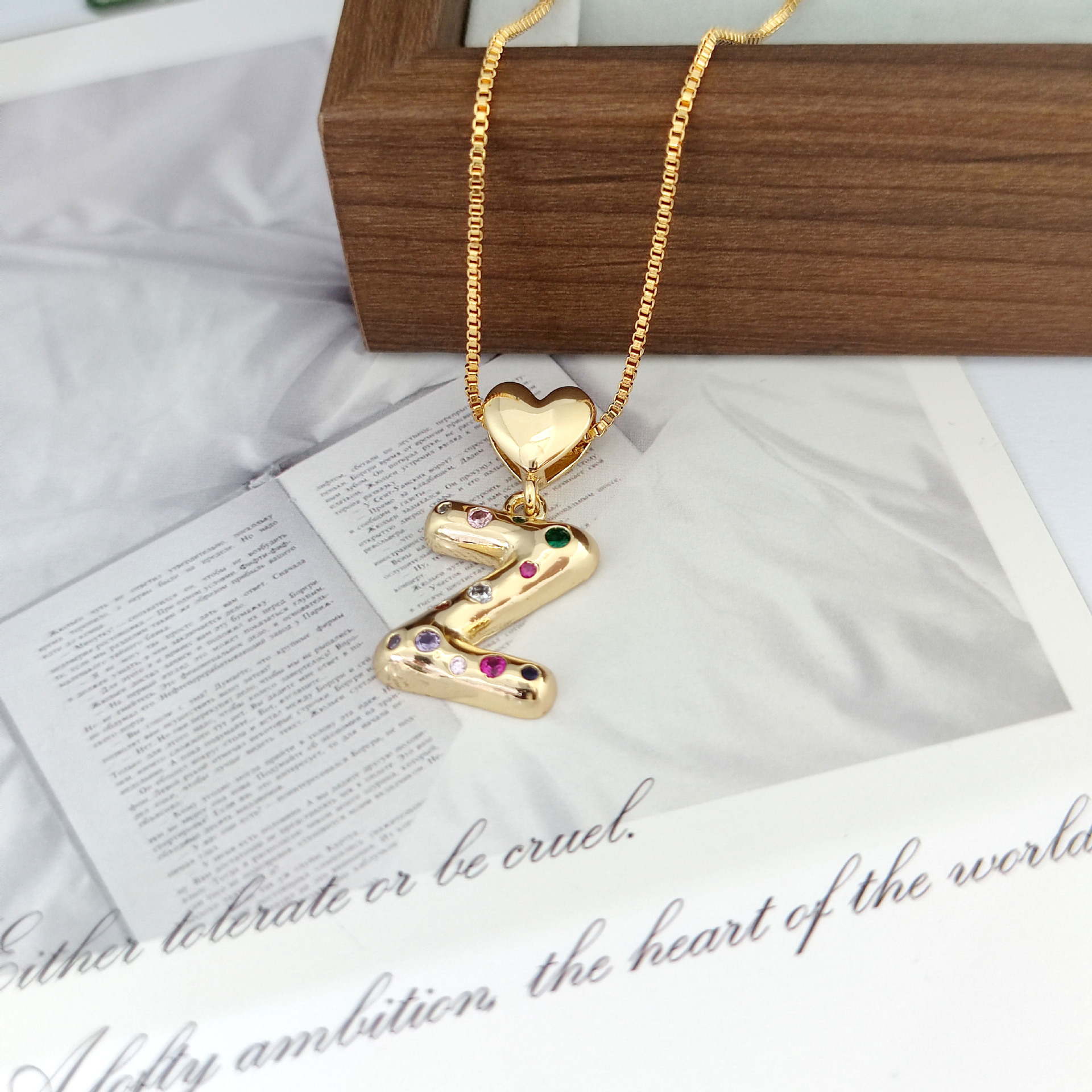 12g Weight Copper Pendant Material Zircon Inlay Material Pendant Necklace Classification Copper Chain Material 1 Piece Quantity Holiday, Daily Occasion Copper Material Letter, Heart Shape Pattern Women's Gender Inlay Design Simple Style Style Copper Inlay Letter Heart Shape Zircon Pendant Necklace 27