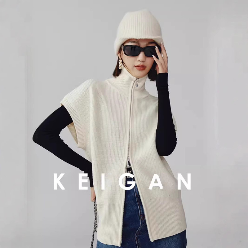 100% Pure Wool Women's Wool Sweater Vest Knitted Wool Waistcoat Fashionable Short Sleeve Cardigan Zipper Pure Face 100% Pure Wool Women's Wool Sweater Vest Knitted Wool Waistcoat Fashionable Short Sleeve Cardigan Zipper Pure Face