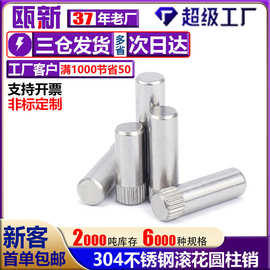 定制304不锈钢滚花销钉圆柱销网纹搓花轴定位销花纹轴销钉销轴