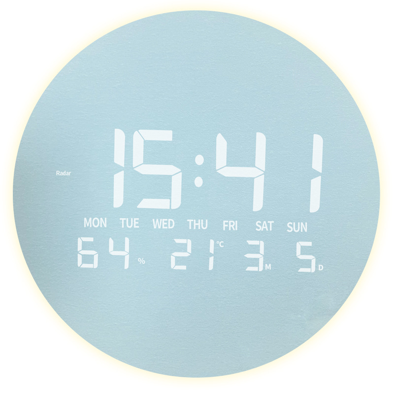 LED数显钟夜光数字轻奢客厅木质数码万年历温度电子数字挂钟静音