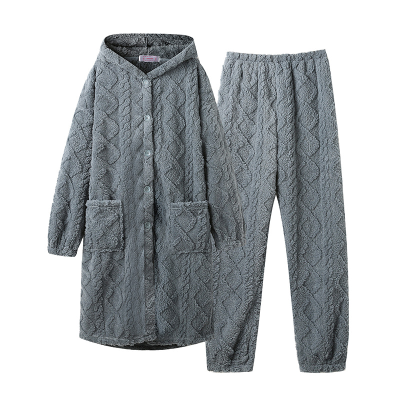 Traje largo jacquard azul niebla T004