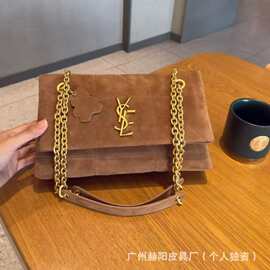 美拉德麂皮菱格链条包复古磨砂翻盖单肩包秋冬轻奢感女士斜挎包