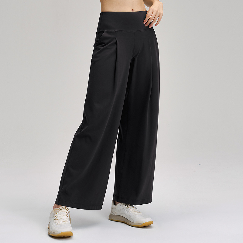 Pantalones deportivos de piernas anchas de mujer ocio rápido secado respirable Lulu pantalones de fitness elásticos cintura alta desnuda sensación suelta pantalones de 30 " image 6