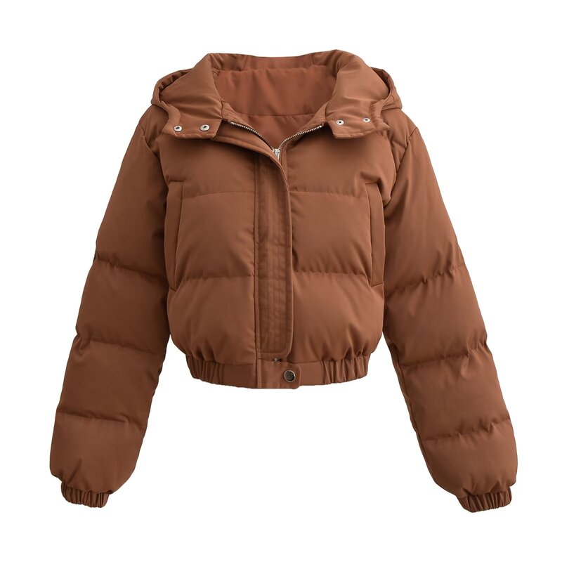 Amazon 2024 Winter Pocket Zipper Hat Bread Coat Short Cotton Coat Warm Jacket Women's A98249 Amazon 2024 Winter Pocket Zipper Hat Bread Coat Short Cotton Coat Warm Jacket Women's A98249